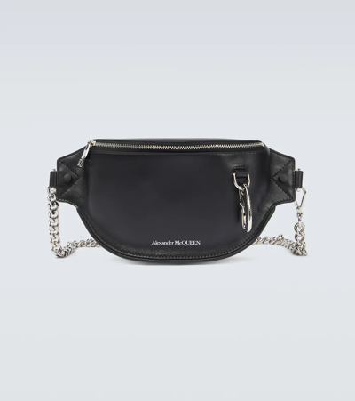 Shop Alexander Mcqueen Leather Belt Bag In Black