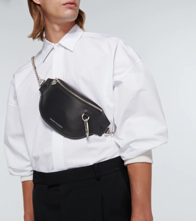 Shop Alexander Mcqueen Leather Belt Bag In Black