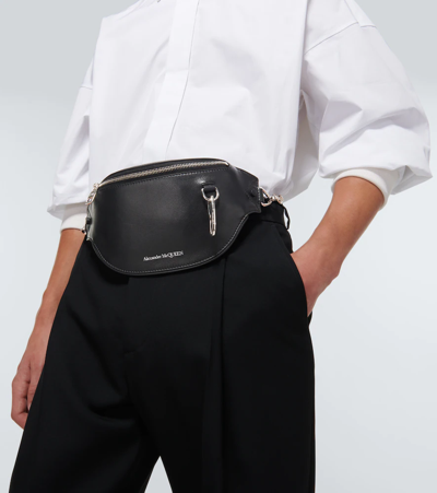 Shop Alexander Mcqueen Leather Belt Bag In Black
