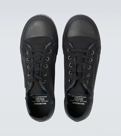 Shop Balenciaga Paris Cotton Canvas Sneakers In Black/black