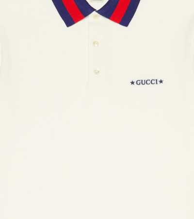 Shop Gucci Logo-embroidered Piqué Polo Shirt In Ivory/mix