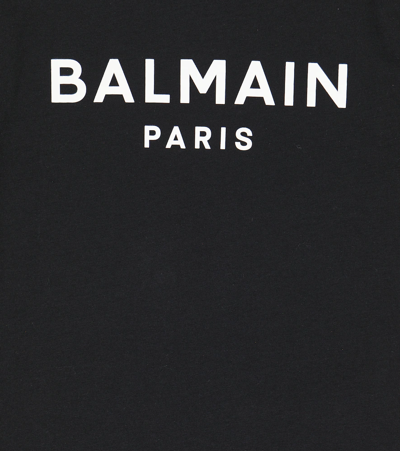 Shop Balmain Logo Cotton Jersey T-shirt In Nero/bianco