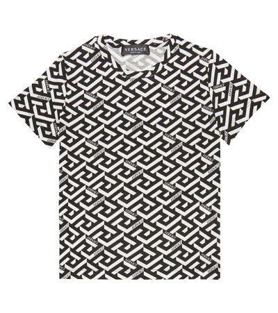 Shop Versace Greca Cotton Jersey T-shirt In Multicoloured