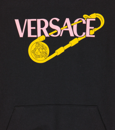 Shop Versace Printed Cotton Hoodie In Nero+multicolor