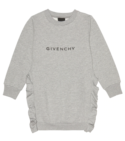 Shop Givenchy Logo Jersey Sweatshirt Dress In Grey Marl