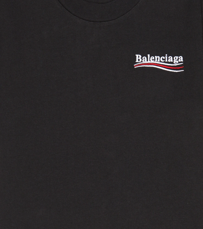 Shop Balenciaga Embroidered Cotton Jersey T-shirt In Black/white