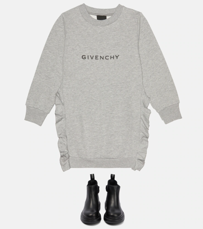 Shop Givenchy Logo Jersey Sweatshirt Dress In Grey Marl