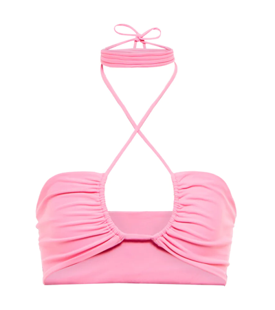 Shop Magda Butrym Halterneck Bikini Top In Powder Pink