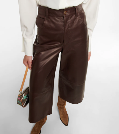 Shop Etro Leather Culottes In 0100