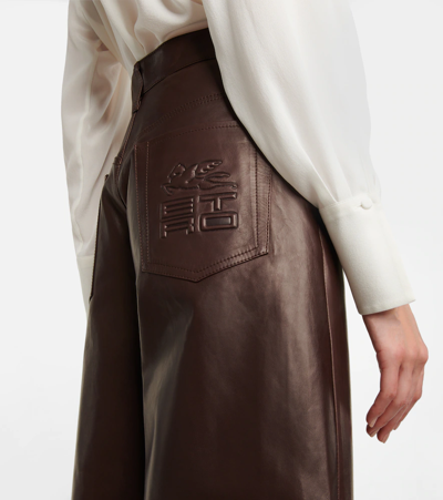 Shop Etro Leather Culottes In 0100