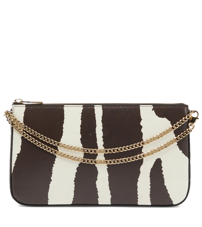 Christian Louboutin Loubila Animal-print Pouch Crossbody Bag In Dark Brown/dark Brown