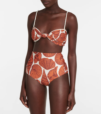 Johanna Ortiz Printed Bikini Top In Bijoux Rust/ecru | ModeSens