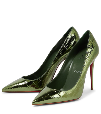 Christian Louboutin Kate 100 Croc-effect Leather Pumps in Black