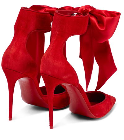 Christian Louboutin Torrida Silk Bow Red Sole Sandals In Loubi Red ...