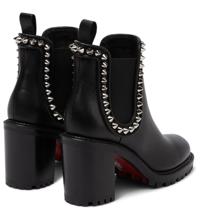 Shop Christian Louboutin Capahutta Embellished Leather Ankle Boots In Black/silver