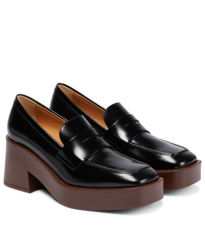 Shop Tod's Leather Platform Loafers In Nero
