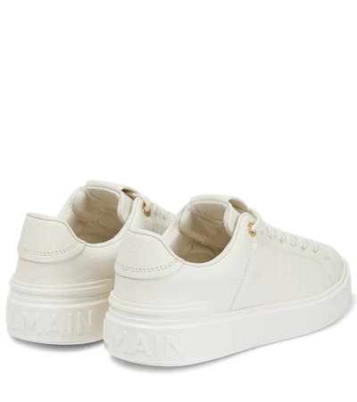 Shop Balmain B Court Leather Sneakers In 0fa Blanc