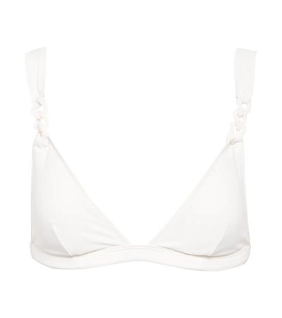 Shop Stella Mccartney Falabella Chain-strap Triangle Bikini Top In Cream