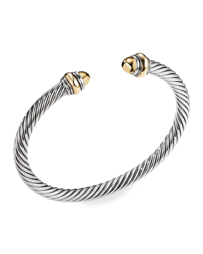 Shop David Yurman Cable Bracelet With Gemstone In Silver With 14k Gold, 5mm
