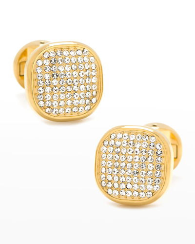 Shop Cufflinks, Inc Gold Stainless Steel White Pave Crystal Cufflinks