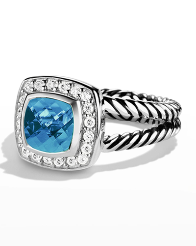 Shop David Yurman Petite Albion Ring With Gemstone And Diamonds In Silver, 7mm In Metallic