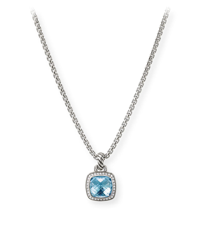 Shop David Yurman Albion Pendant With Diamonds In Silver, 15.3mm In Prasiolite