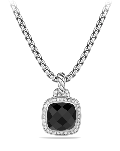Shop David Yurman Albion Pendant With Diamonds In Silver, 15.3mm In Black Onyx