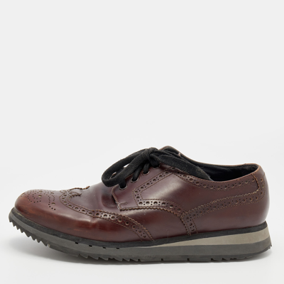 Pre-owned Prada Brown Leather Brogue-derby Size 41