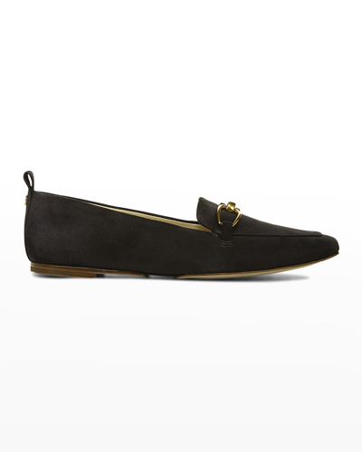 Veronica Beard Champlain Chain Pointed Toe Flat In Eclipse Dark Blue