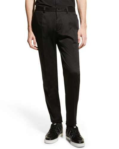 Shop Dolce & Gabbana Men's Gabardine Stretch Pants In Black