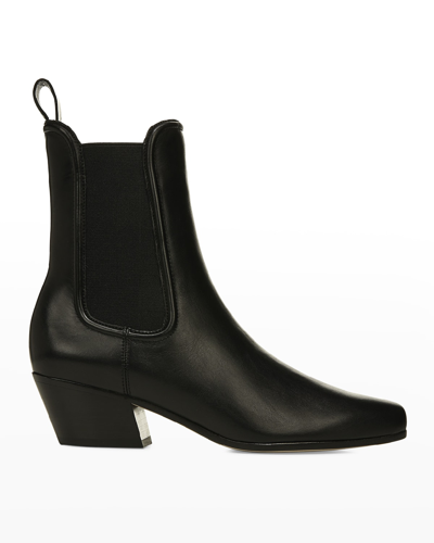 Shop Veronica Beard Lada Leather Chelsea Booties In Black Leather