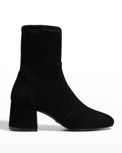 Shop Stuart Weitzman Sleek Suede Sock Booties In Black