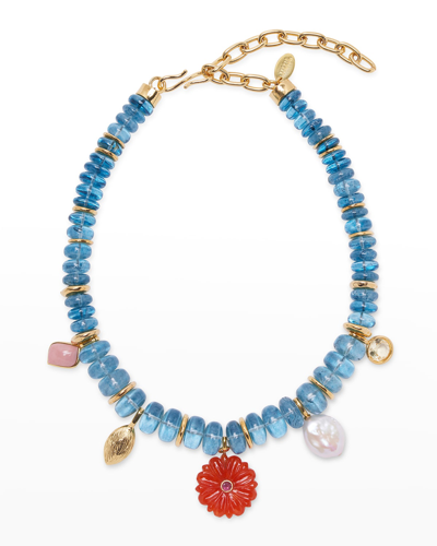 Shop Lizzie Fortunato Florence Beaded Necklace In Blue