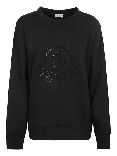 Shop Moncler Logo Embellished Sweatshirt In Black