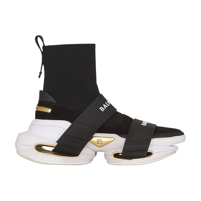 Shop Balmain B-bold High-top Sneakers With Straps In Noir