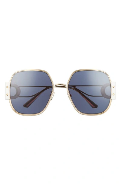 Shop Dior Montaigne 58mm Square Sunglasses In Shiny Gold Dh / Blue