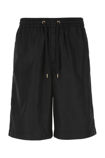 Shop Versace La Greca Straight Leg Drawstring Shorts In Black