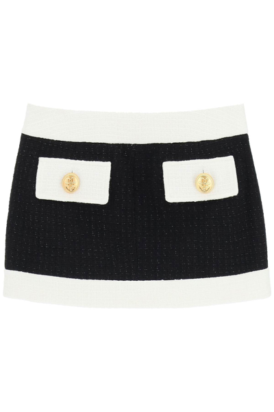 Shop Dsquared2 Tweed Mini Skirt In White,black