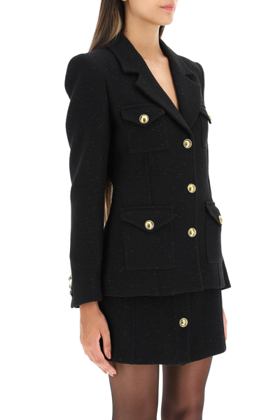 Shop Alessandra Rich Lurex Tweed Jacket In Black
