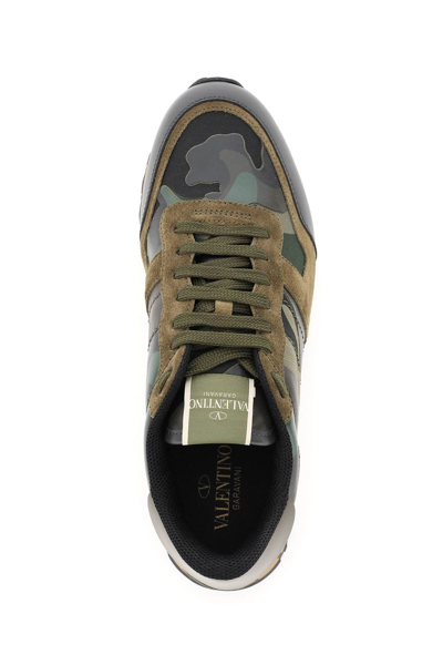 Shop Valentino Camouflage Rockrunner Sneakers In Green,brown,khaki