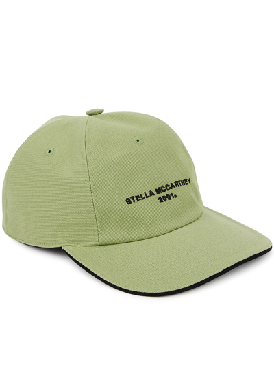 Shop Stella Mccartney Green Logo-embroidered Cotton Cap In Khaki
