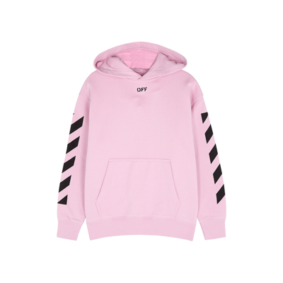 Shop Off-white Kids Pink Logo Hooded Cotton Sweatshirt In Pink & Other
