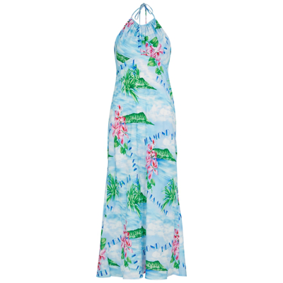 Shop Rixo London Marylin Printed Halterneck Maxi Dress In Multicoloured