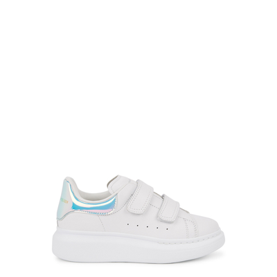 Shop Alexander Mcqueen Kids Oversized White Leather Sneakers In White & Other
