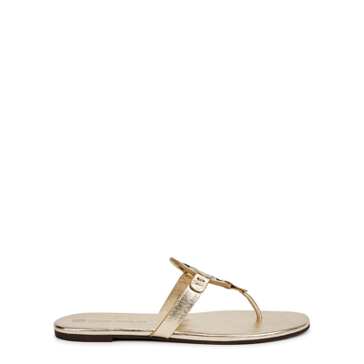 Shop Tory Burch Miller Gold-tone Leather Sandals