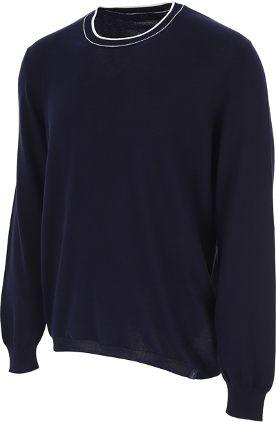 Shop Fay Men's Blue Cotton Sweater
