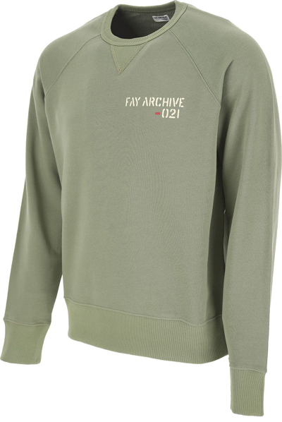 Shop Fay Men's Green Cotton Sweatshirt