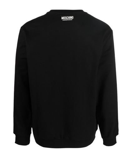 Shop Moschino Underwear Men's Black Cotton Sweatshirt