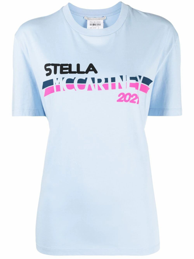 Shop Stella Mccartney Women's Light Blue Cotton T-shirt