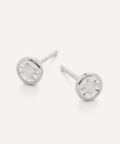 Shop Monica Vinader Silver Diamond Essential Stud Earrings